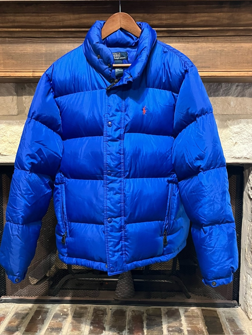 Vintage Polo Ralph Lauren Down Puffer Jacket Men's XL Royal Blue Red Pony 90s
